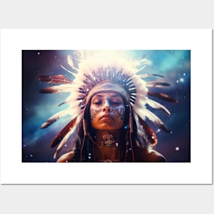 Native Indian Warrior Spirit Fantastic Cosmic Magical Posters and Art